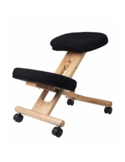 Mobilier Sain -Mobilier Sain siege assis genoux tissu noir en mousse a memoire de forme 1